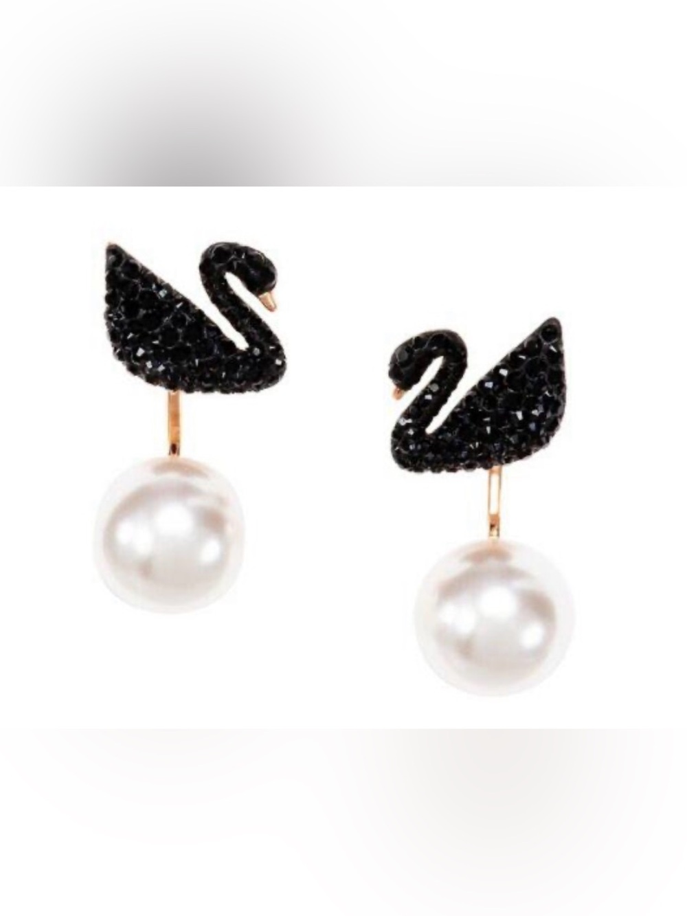 Swarovski Black Swan Pearl Drop Earrings 5193949